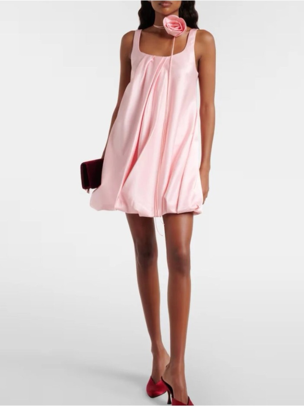 Leo Lin Pink Suki Silk & Cotton Bubble Puff Mini Dress AU8/US4 NWOT